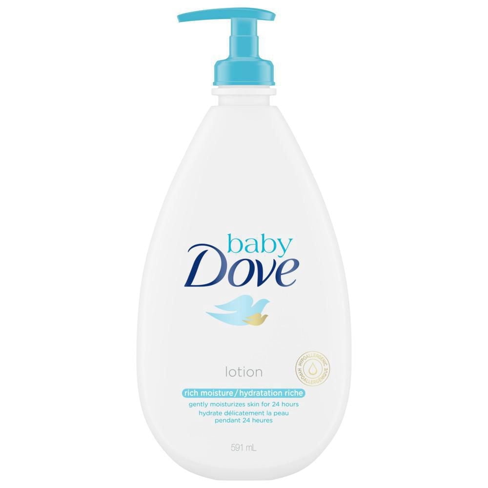 Baby Dove Lotion Hydratation Riche Hydrate Délicatement la Peau Pendant 24 Heures, 591 ml