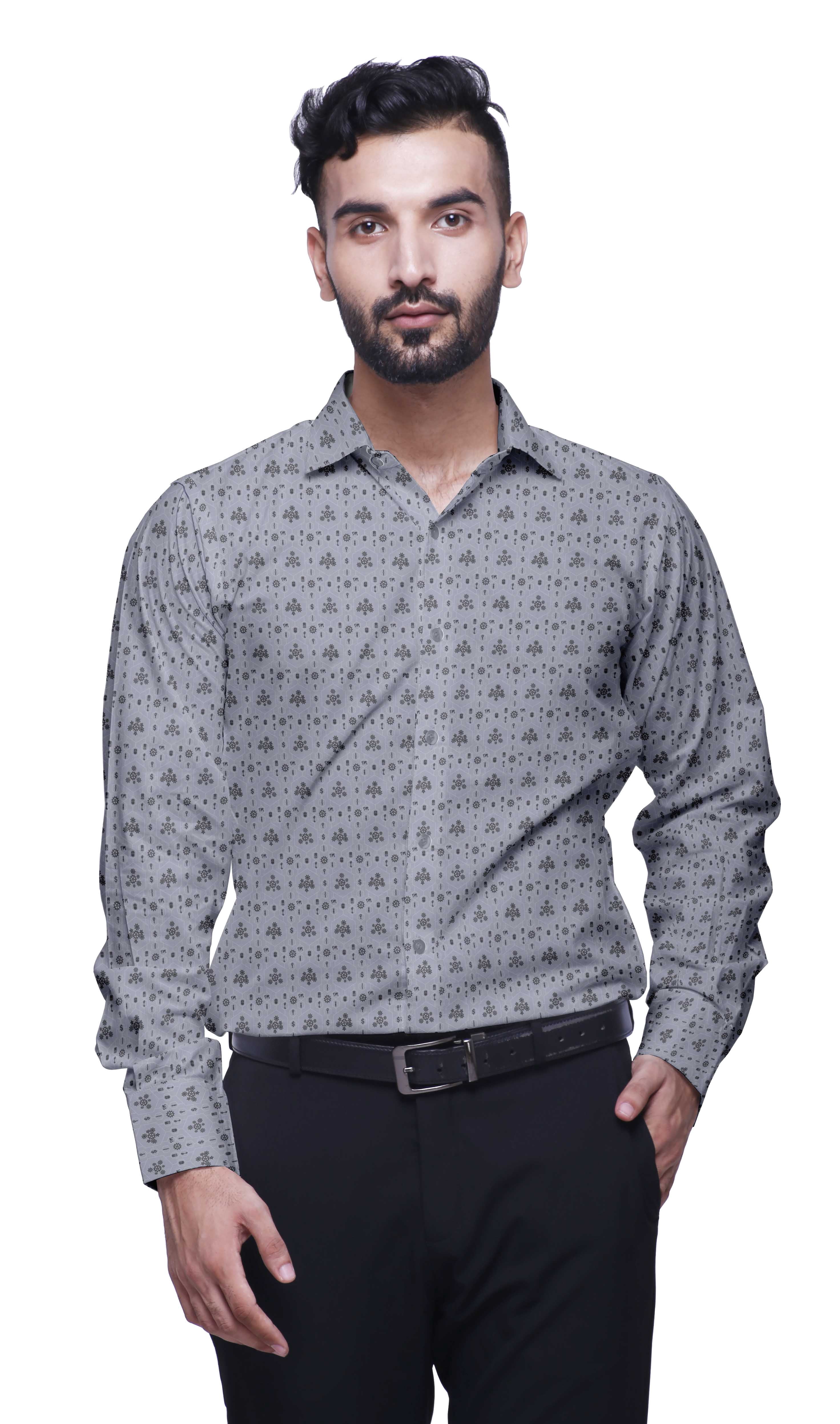 BESTMAN Printed Cotton Shirts For Men Long Sleeve Formal Shirt For Boy