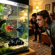 Vacemry Aquarium Hiding Cave Artificial Plants, Realistic Fish Hideout Decor Fake Potted Greenery, Shrimp Shelter Feeding Place Stress Relief, Fish Resting Area Tank Accessories for Aquarium