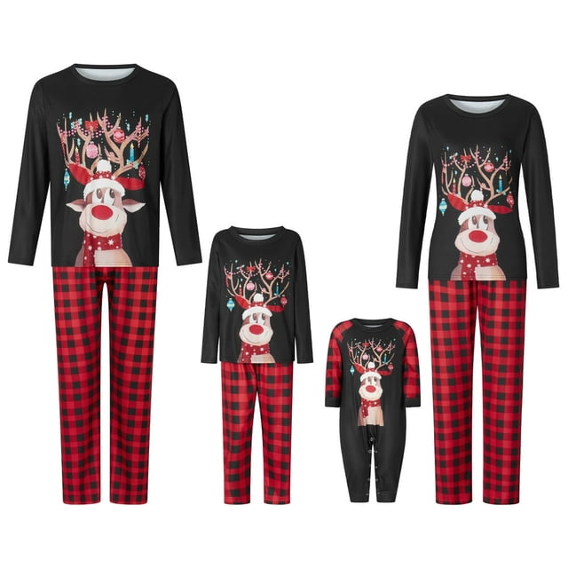 Famille Pyjama de Noël Ensemble Pjs de Noël pour Adultes Enfants Bébé Chien