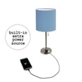thumbnail image 2 of LimeLights Brushed Steel Stick Lamp with Charging Outlet and Fabric Shade 2 Pack Set, 2 of 7