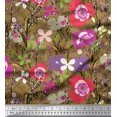 thumbnail image 1 of Soimoi Brown polyester Crepe Fabric Leaves & Floral Artistic Fabric Prints By Yard 42 Inch Wide, 1 of 5