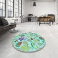 thumbnail image 4 of Ahgly Company Tapis de Zone Rond Vert Transitionnel pour Intérieur Lavable à la Machine, 8 Pieds Rond, 4 of 7