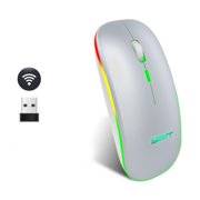 ZZkhGO Rechargeable 2.4G Wireless Mouse, Backlit Gaming Mouse, 1600DPI Mute Optical Mouse for PC Laptop