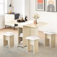 thumbnail image 3 of Stmoze Ensemble de Table à Manger Pliante pour 4 avec Roues, Table à Manger Extensible avec 4 Chaises en Cuir, Ensemble de Table de Cuisine avec Étagères de Rangement, Ensemble de Salle à Manger pour Maison, Appartement, Beige, 3 of 9