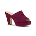 thumbnail image 1 of BLISSFUL STEP Women's Shoes Chunky Platform Open Toe Slides Block Heel Sandals Burgundy 7.5, 1 of 8