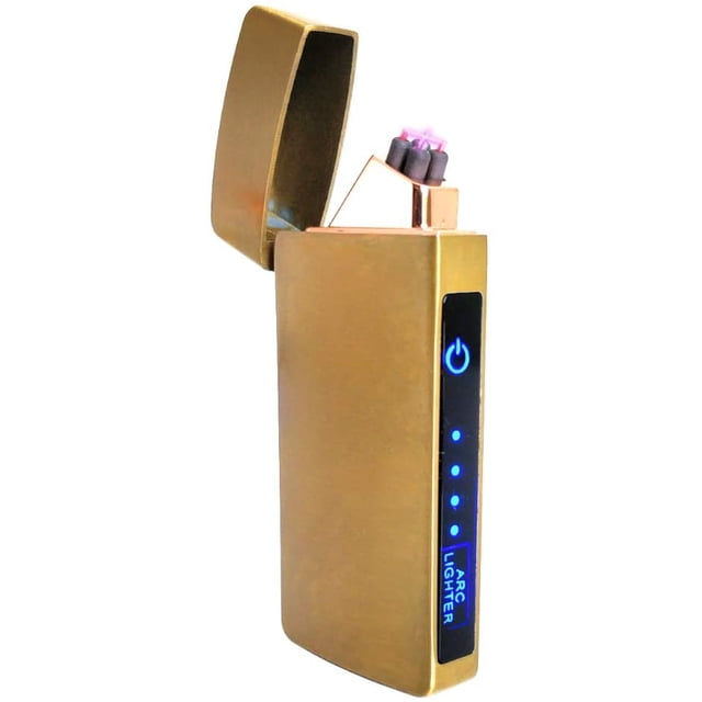 Briquet Plasma USB Sans Flamme Électrique à Double ARC à Double Impulsion Torche Rechargeable Batterie au Lithium (Infini - Or Espagnol)