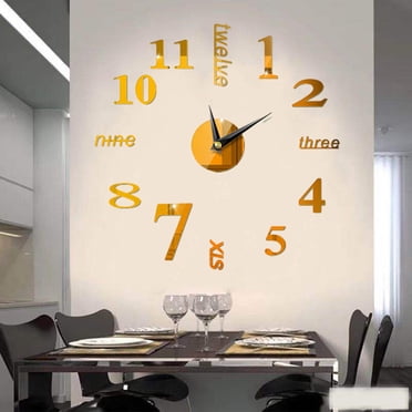 Suncoda Horloge Murale, Horloge Murale Miroir Design Autocollant Décoratif Montres, Grandes Horloges Murales pour Déco de Salon Bricolage Horloge Murale Horloge Murale