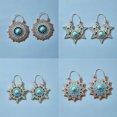 thumbnail image 3 of Allmatch de Luxe Conception Unique Boucles d'Oreilles pour les Femmes, Rétro Femmes Géométriques Tournesol Sculpture Faux Turquoise Boucles d'Oreilles Partie Bijoux 10229, 3 of 8