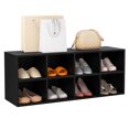 thumbnail image 1 of Costway Shoe Bench 8 Cubbies Shoe Organizer with 500 LBS Weight Capacity Cubby Shoe Rack Black, 1 of 10