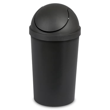 Sterilite 11,4 L Round SwingTop Wastebasket, Domed Lid Trash Can with Push To Open Design, Ideal for Small Spaces, Black
