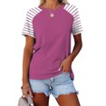 thumbnail image 2 of FAIWAD Hauts Grande Taille pour Femmes Blouse d'Été à Imprimé Rayé Manches Courtes Col Rond T-Shirts Tuniques Décontractées Tee, 2 of 3