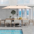 thumbnail image 1 of Costway 13 FT Large Patio Umbrella with LED Solar Lights Crank Handle 12 Heavy-Duty Ribs Beige, 1 of 10