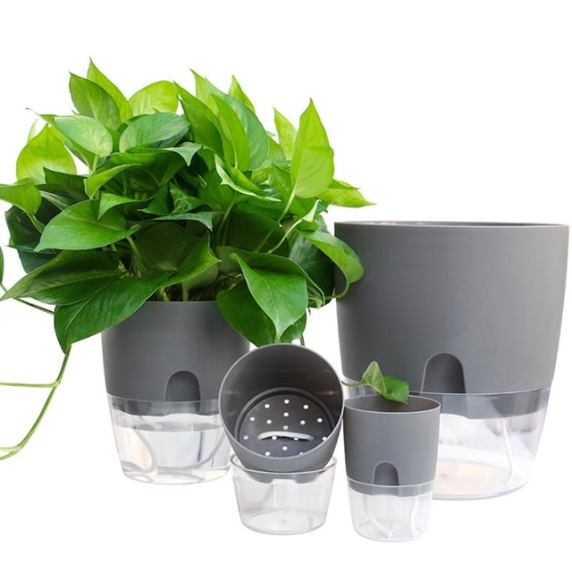 Plant Pot High-tenacity Shatterproof Plastic Decorative Self-watering Plant Pot Flower Container for Home White L