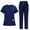 Dark Blue1, variant on Ktyne Scrubs for Women Set M Stretchy Nursing Uniform Short Sleeve V Neck Scrub & Jogger Pants Solid Color Medical Scrub Sets with Multi Pocket Dark Blue M