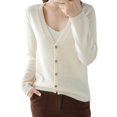 thumbnail image 2 of Cardigan Manteau Doux en Tricot pour Femmes, Mode Durable, Printemps et Automne, Décontracté, Ample, Uni, Manches Longues, Col en V, à Boutons - Hontri, 2 of 4