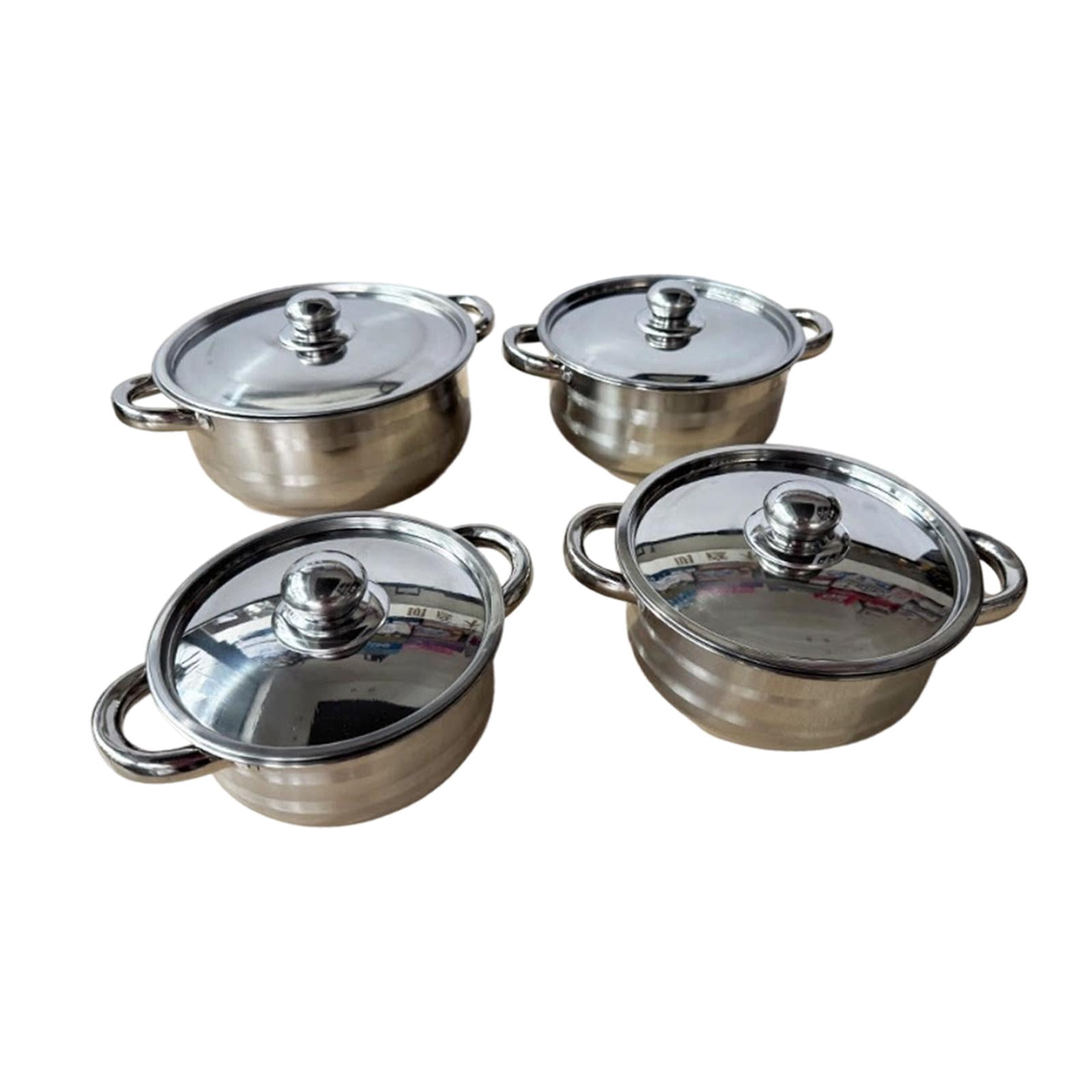 hengtong 4 Pieces Stainless Steel Stockpot Sturdy Cookware for Party Household Picnic