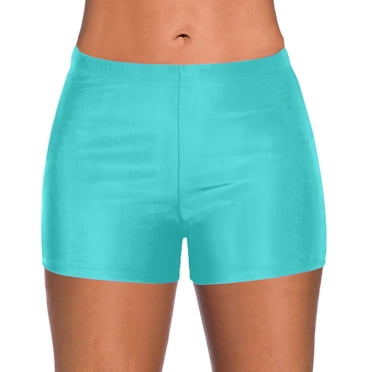Dyfzdhu Short de Bain Femme Course Taille Haute Bas de Bikini Culottes Bas de Plage Maillot de Bain Bleu