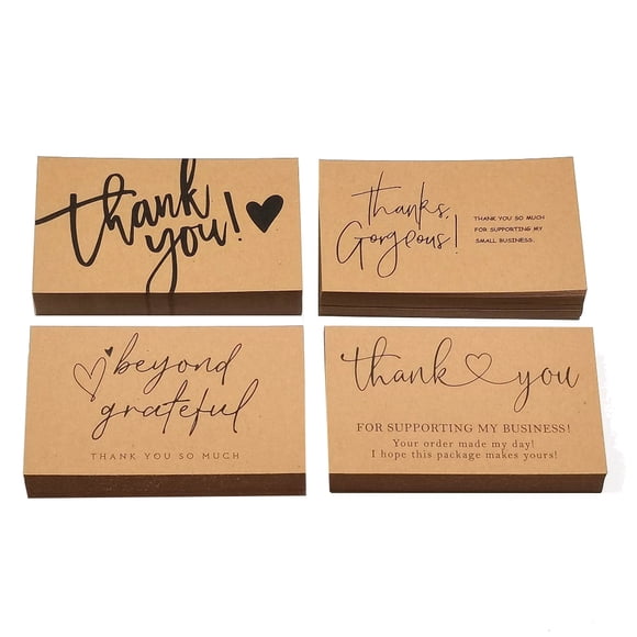 120 Pcs Exquisite Kraft Paper Thank You Cards ,for Small Business Appreciation Card Gift Decoration Cards,120 * thank you cards(30 pieces each),Brown