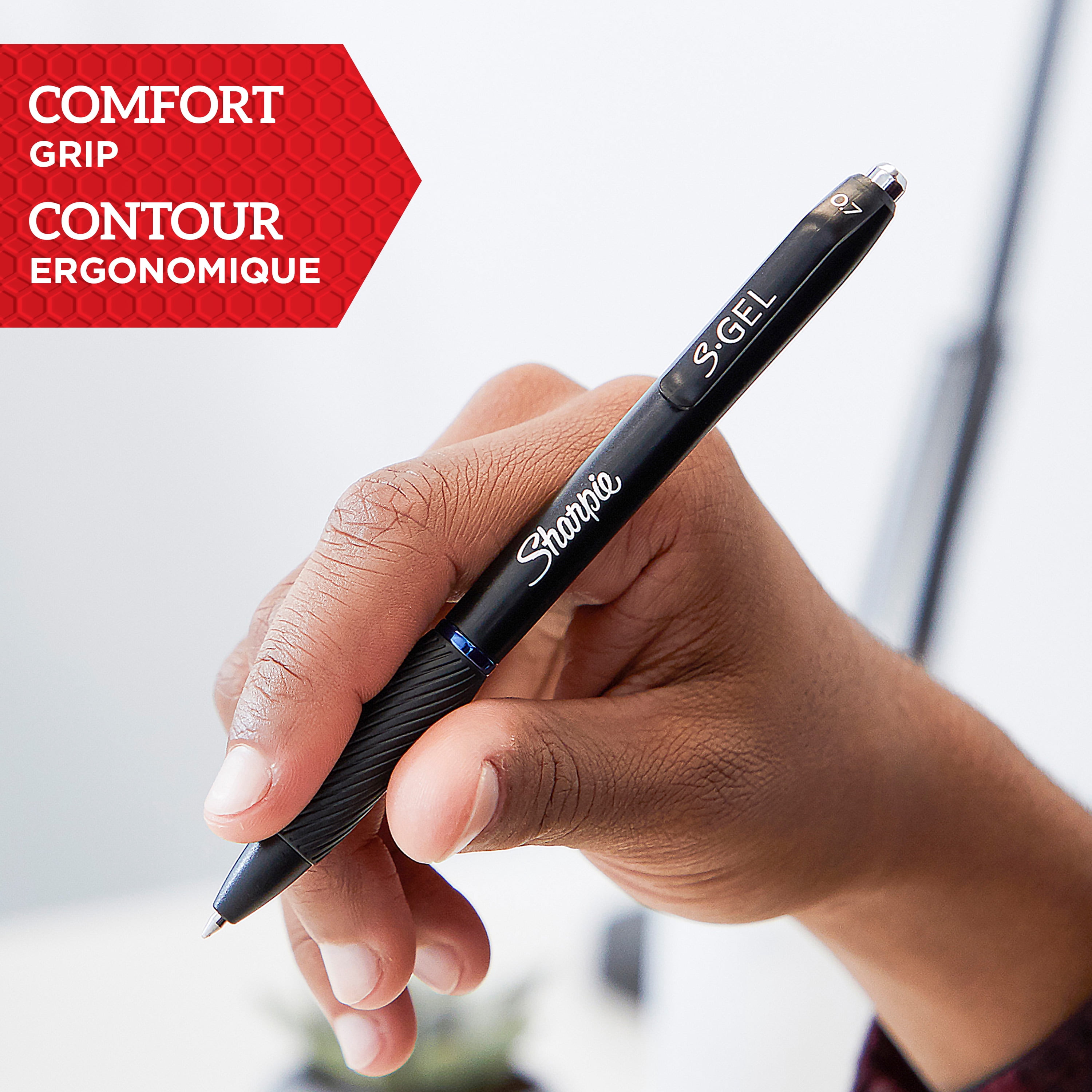 Stylos gel Sharpie S-Gel, pointe moyenne (0,7 mm), stylos gel à encre noire, 2 unités
