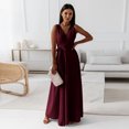 thumbnail image 2 of B91xZ Robes pour Femmes Col en V Profond Sans Manches Fente Latérale Robe de Soirée Longueur au Sol, RD2 TG, 2 of 5