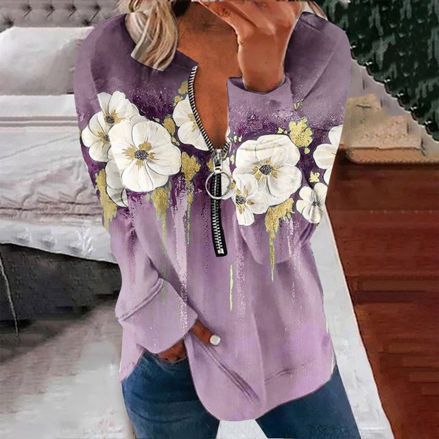 Chandails à Capuchon de Mode pour Femmes 2023 Hauts Automne Manches Longues Chandail Ample Chemise Décontractée Élégante Col Rond Chandails en Molleton 50 % de Rabais Liquidation Costumes Halloween/noël