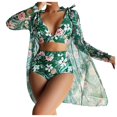 thumbnail image 2 of EGNMCR Bikini Set Women's Printed Bikini Straps Bikini Deep V Split Swimsuit Set Three Piece Swimsuit Set, 2 of 9