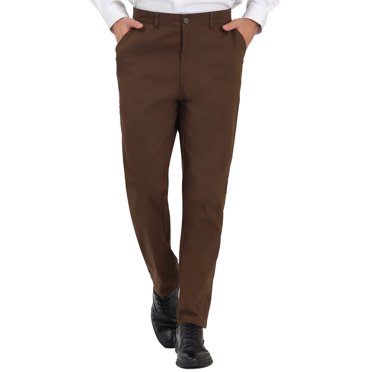 INSPIRE CHIC Pantalon Habillé pour Homme Coupe Classique devant Plat Couleur Unie Pantalon de Bal 36 Brun