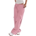 thumbnail image 2 of Tnhcen Women's Drawstring Low-Rise Cargo Pants - Multi-Pocket Stretch Workwear Relaxed Fit Casual Style Soft Lightweight Trousers, 2 of 5