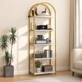 thumbnail image 1 of 5-Tier Arched Bookshelf, Industrial Style Open Bookcase with Metal Frame, Freestanding Display Shelving Unit for Living Room, Bedroom, Office Storage, 1 of 8