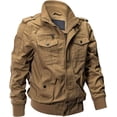 thumbnail image 1 of Men‘s Cotton Lightweight Multi Pockets Zip Front Stand Collar Military Jackets Windbreaker, 1 of 7
