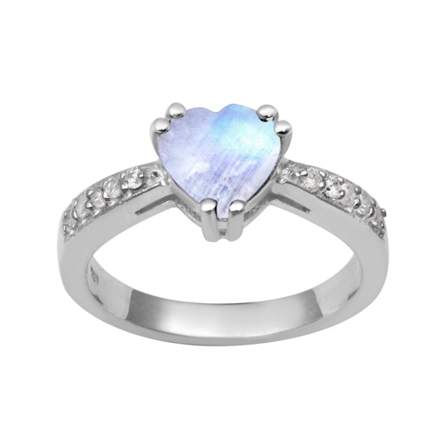 8 MM Moonstone 925 Sterling Silver Solitaire Women Promise Ring