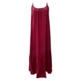 thumbnail image 4 of Gspmoly Robes Décontractées pour Femmes, Robe Maxi d'Été Décontractée Boho Sans Manches à Bretelles Spaghetti, Smockée, à Étages, Longue, de Plage, Soleil, Robes de Travail pour Femmes Offres Hebdomadaires, 4 of 4