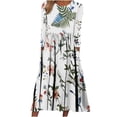thumbnail image 2 of Vendredi Fou TIMIFIS Robe Maxi pour Femmes d'Automne à la Mode, Manches Longues, Col en V, Décontractée, Ample, Longue, avec Poches, Robe de Retour à la Maison, 2 of 5