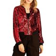 thumbnail image 1 of INSPIRE CHIC Veste à Paillettes pour Femme Fermeture Éclair Poches Cachées Blouson Bomber m Rouge, 1 of 8