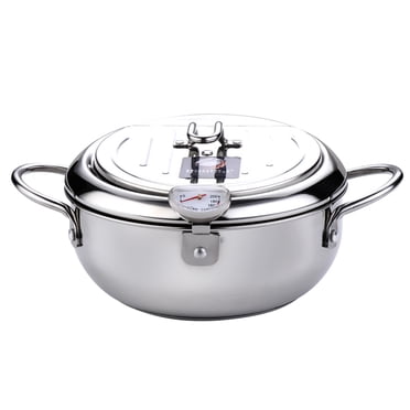 Deep Fryer Pot Stainless Steel Japanese Style Fryer With A Thermometer And Oil Drip Drainer Rack For French Fries Shrimp Chicken Fish