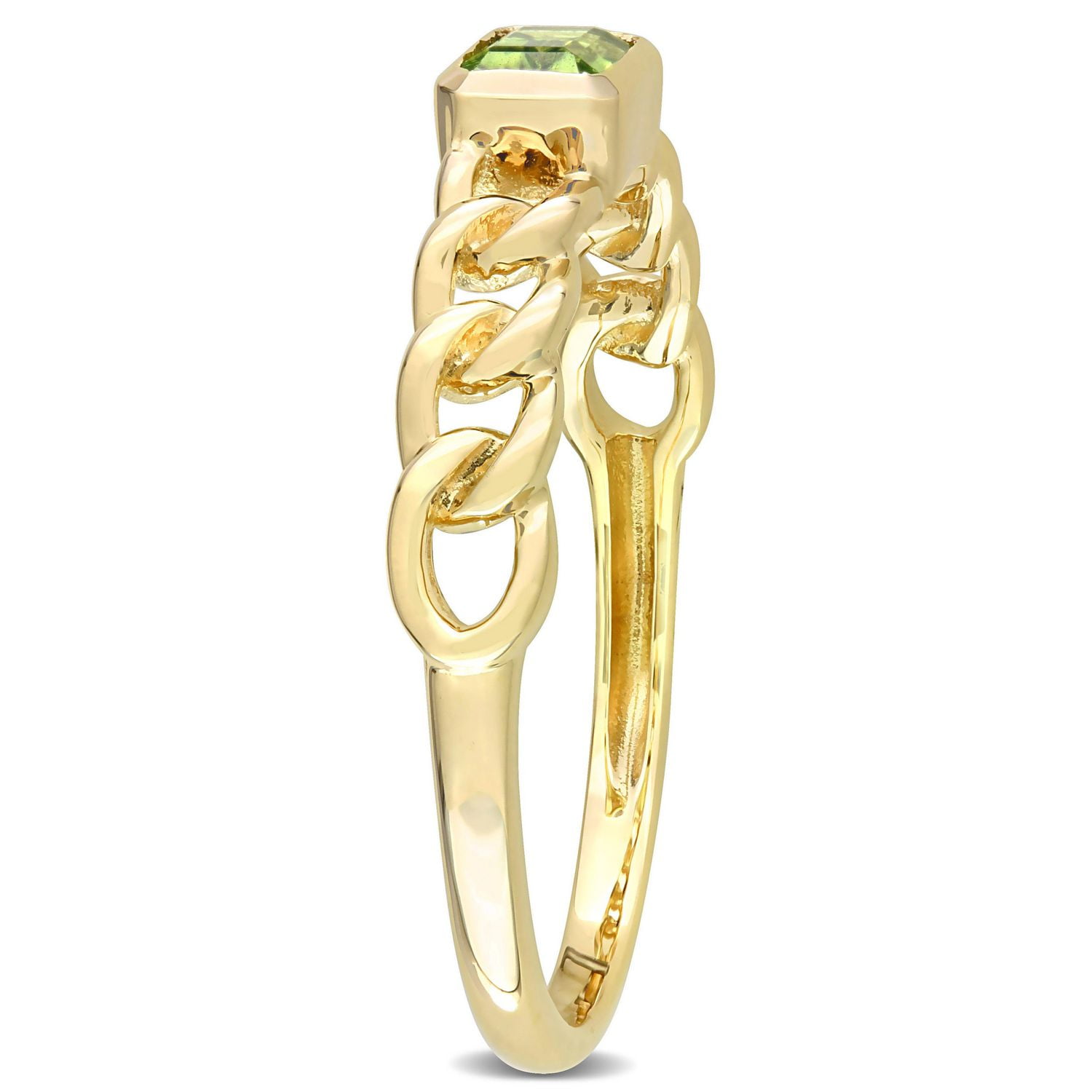 Bague solitaire octogone à maillons Miabella avec 1/3 Carat PBT de péridot en or jaune 10k