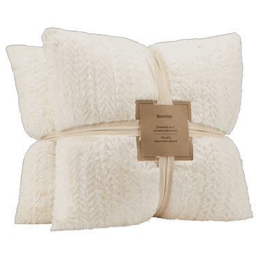 Bouclair Off White Set of 2 Ellyn Decorative Pillow 19x19 in (48x48 cm)