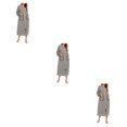 thumbnail image 3 of yingyy 1/2/3 Polyester Robe de Nuit pour Femmes Décontractée de Remplacement Col Rond Manches Longues Double Poche Respirante Peignoir de Maison Vêtement de Nuit Gris G 3 Pcs, 3 of 6