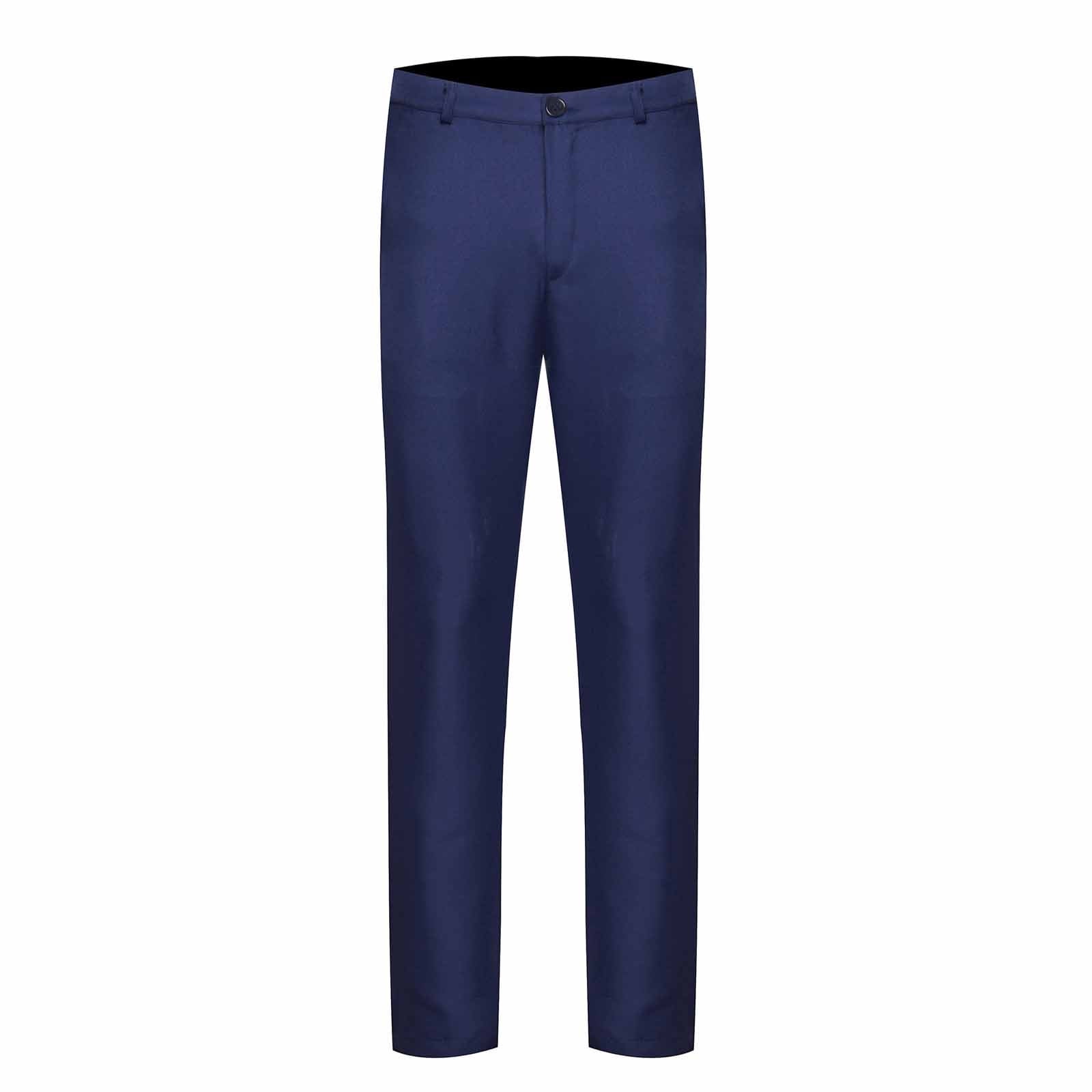 Yuyuzo Mens Plus Size Business Pants Staight Leg Formal Work Suit Pants Solid Color Mid Waist Trousers