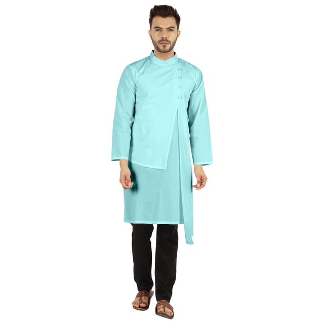Atasi Indian Designer Kurta For Mens Party Wear Solid Color Ethnic Long Shirt