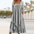 thumbnail image 2 of 2025 Robe Décontractée Ample pour Femme Robe Midi en Lin Robe à Manches Longues pour Femme Robe Évasée Robe Décontractée à Col Rond Ample Fluide Robe pour Femme Froncée, 2 of 4