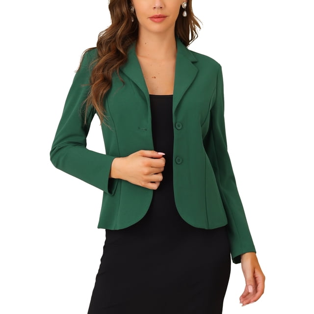INSPIRE CHIC Blazer de Tailleur Extensible pour Femme à Col à Revers pour le Travail Vert Foncé TP