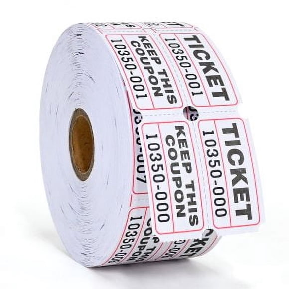 L LIKED Billets de Tirage Doubles Rouleaux 1000 par Rouleau Billets de Tirage 50/50 pour Événements, Inscription, Récompense de Classe, Collecte de Fonds et Prix (Blanc)