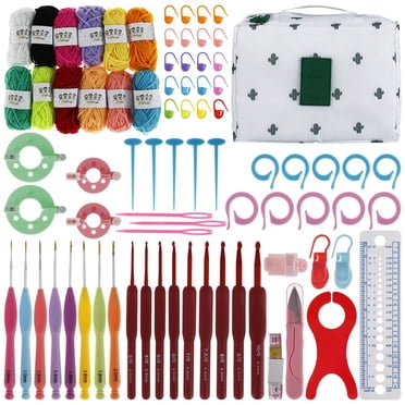 AMERTEER Ensemble de 79/82 Pcs de Kits de Crochet pour Débutants Ensemble de Crochet Coloré avec Sac de Rangement et Accessoires de Crochet Kit de Crochet Ergonomique Kit Pratique de Démarrage en Tricot pour Adultes Enfants Cadeaux