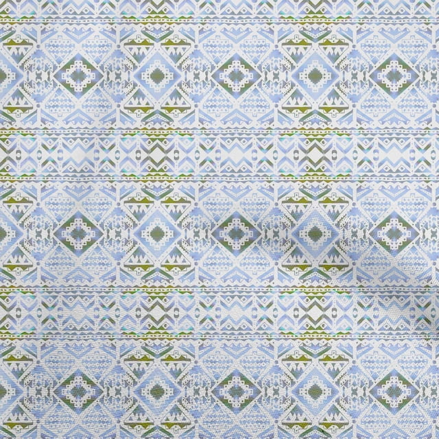 oneOone Velvet Sky Blue Fabric Tribal Sewing Material Print Fabric By The Yard 58 Inch Wide