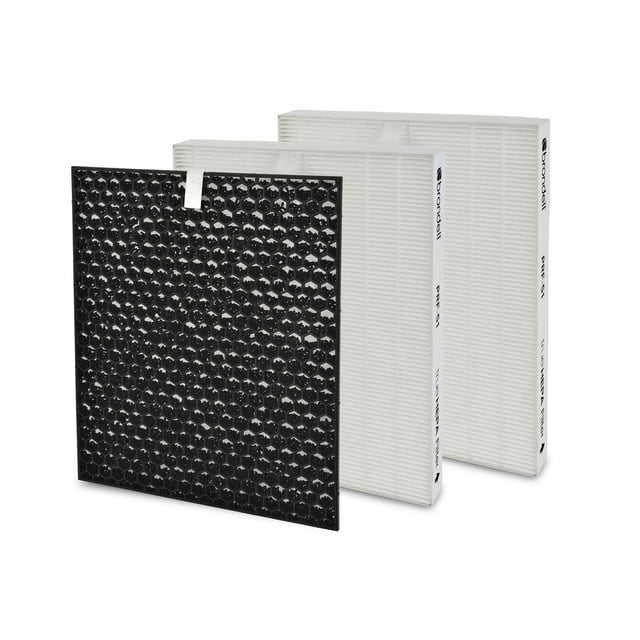 Brondell O2+ Revive Ensemble de Filtres de Remplacement Standard Comprenant Deux Véritables Filtres HEPA Blancs et un Filtre à Charbon Actif en Nid d'Abeille Noir, Conçu pour Éliminer 99,97 % des Particules et des Odeurs pour Purificateurs d'Air O2+ Revive Modèles PR50-W et PR50-B.