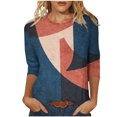 thumbnail image 1 of HKEJIAOI T-Shirts à Manches 3/4 pour Femmes Col Ras du Cou Imprimé Floral Haut Femme à Manches Trois-Quarts S, 1 of 5