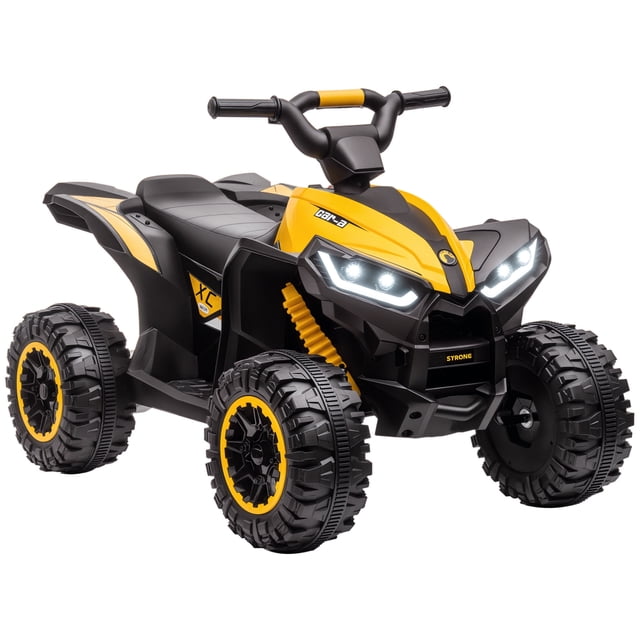 Aosom 12V Kids ATV with Music, Headlights, High & Low Speed, Yellow
