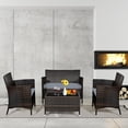 thumbnail image 2 of Gymax 4PCS Patio Rattan Conversation Furniture Set Outdoor w/ Brown & Grey Cushion, 2 of 10